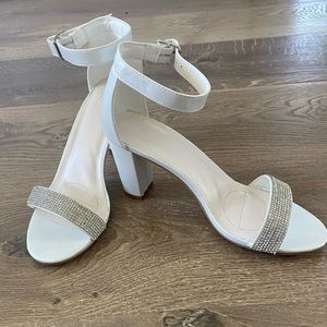 DB Miah white block heel formal wedding shoes